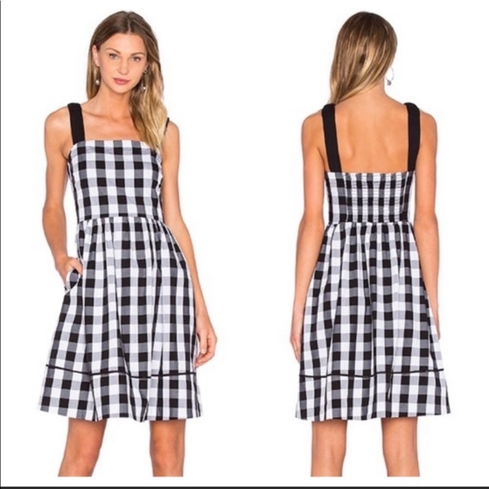 kate spade Black and White Gingham Fit-and-Flare Dress